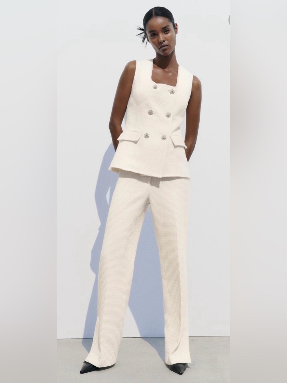 Zara Textured Metallic Thread Jacket and Pants